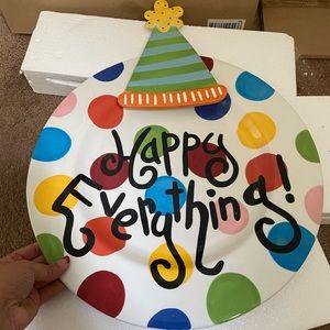 Coton Colors HAPPY EVERYTHING! Bright Dot Big Round Platter - brand new
